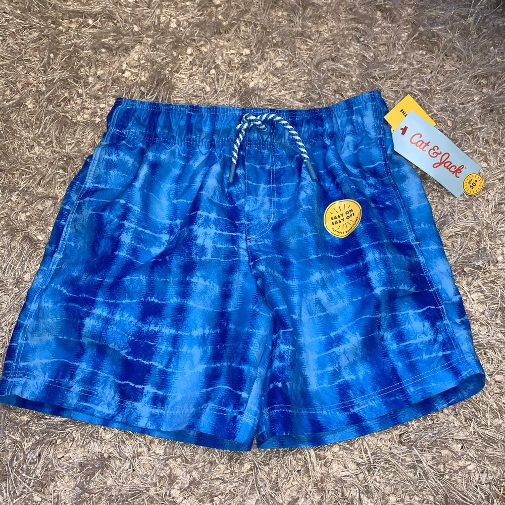 Cat & Jack Vibrant Blue lined Swim trunks size S(6/7) NWT